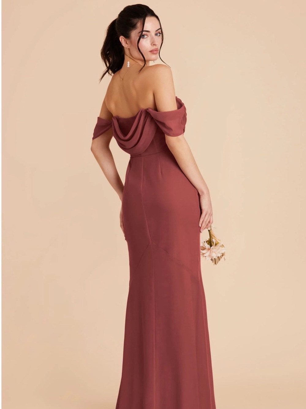 Birdy Grey Mauve Draped Maxi Dress with Front Slit - Picture 10 of 10